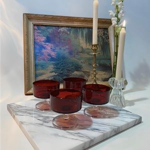 Ruby Red Cavalier Coupe/Dessert Glasses by J.G. Durand for Luminarc France